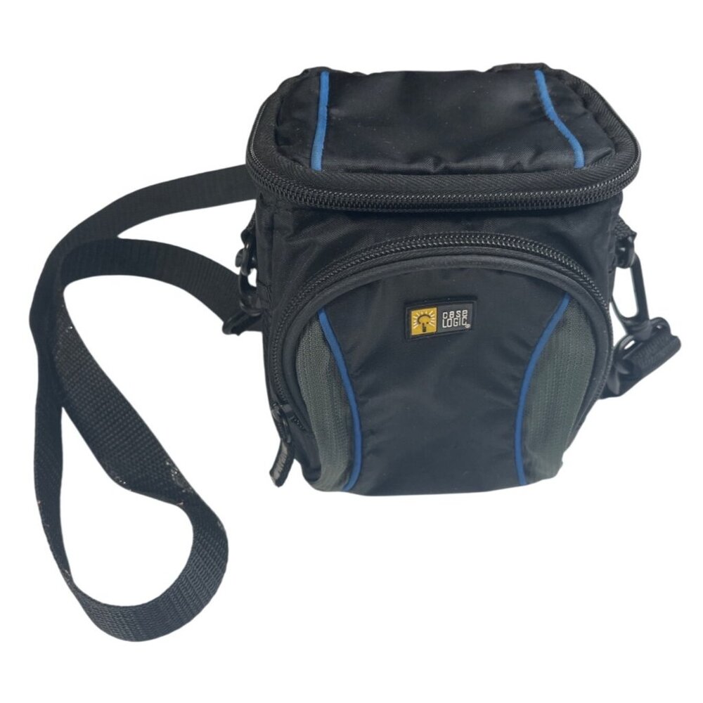 Case Logic Small Black Camera Bag With Adjustable Strap & Blue Trim 14j